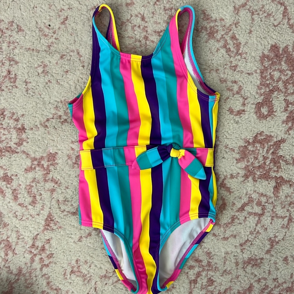 Toddler Cat & Jack Girls Rainbow Striped Swimsuit